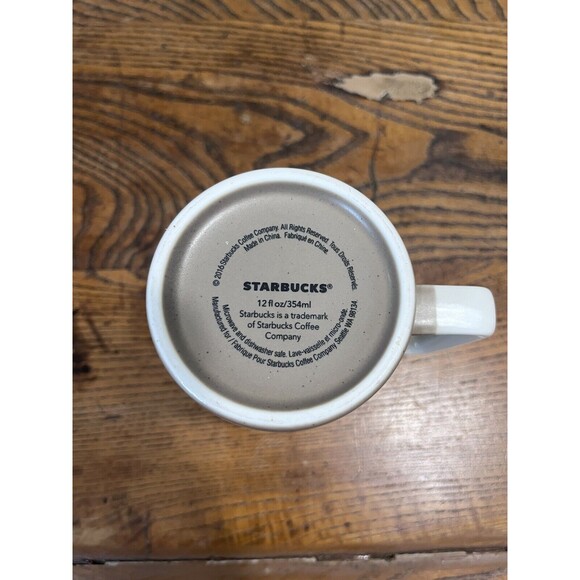 Starbucks Mugs 2 Mug Set.  Tan With White Handle And Metallic.  Excellent - Picture 8 of 8